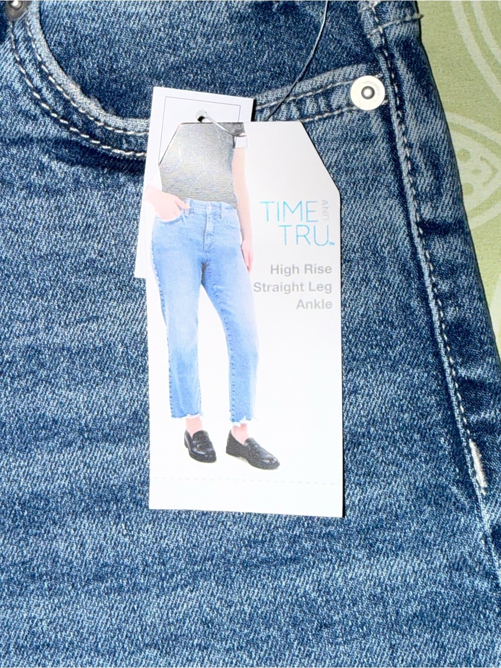 NWT Time and Tru High-Rise Straight Leg Ankle Jeans - Dark Wash Size 0
